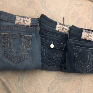 3 pairs of true religion brand jeans